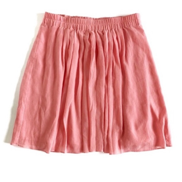 LOFT Coral Pink Pleated Chiffon Skirt, XS petite or XSP - Picture 2 of 9